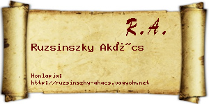 Ruzsinszky Akács névjegykártya